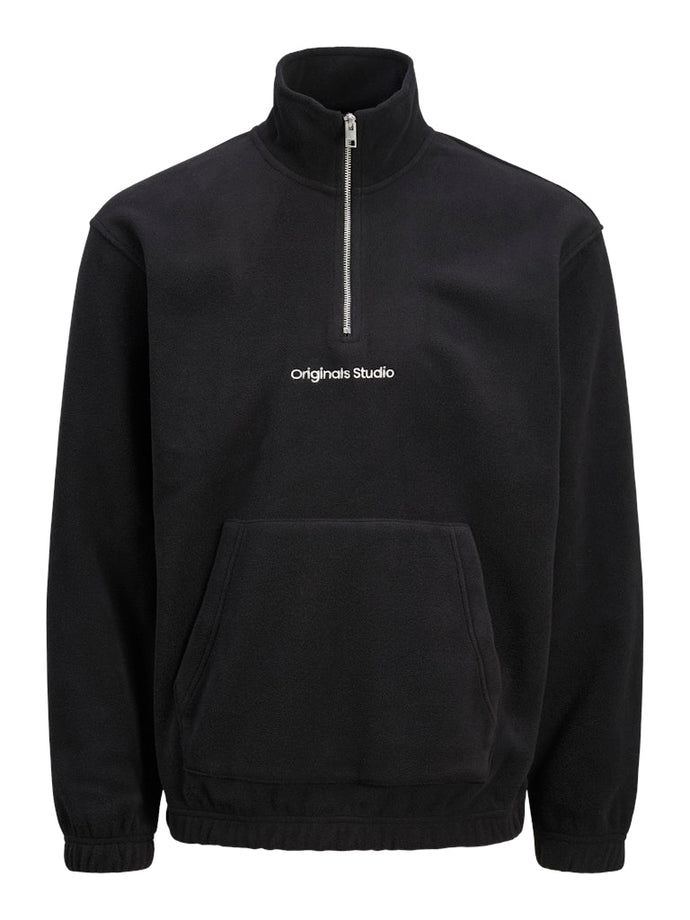 FLEECE ΦΟΥΤΕΡ ΜΕ HALF ZIP KAI ΤΣΕΠΕΣ ΕΜΠΡΟΣ,RELAXED FIT