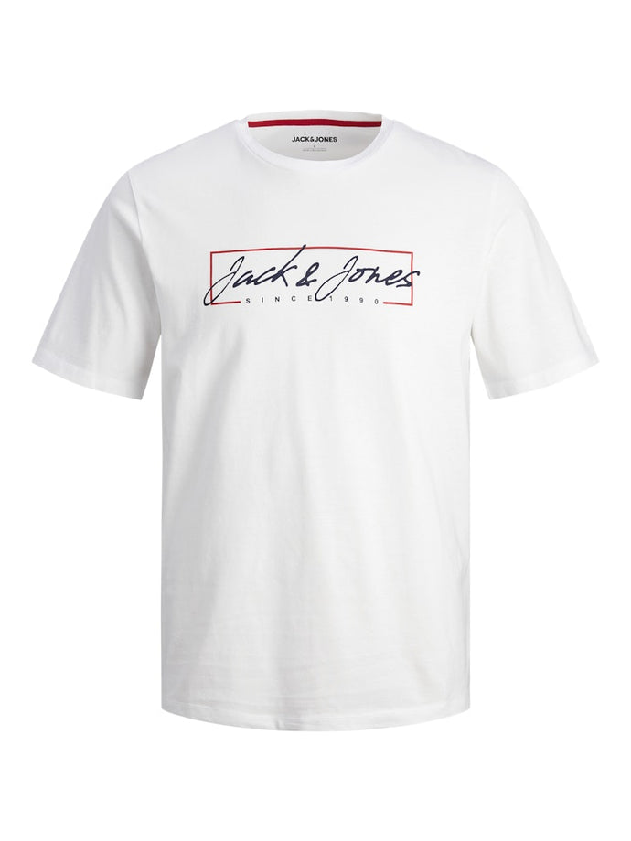 T-SHIRT ΜΕ ΣΤΡΟΓΓΥΛΗ ΛΑΙΜΟΚΟΨΗ ,100% ΒΑΜΒΑΚΙ ,ΜΕ ΣΤΑΜΠΑ ΤΟ ΛΟΓΟΤΥΠΟ ΤΟΥ BRAND ΕΜΠΡΟΣ,STANDARD FITFIT