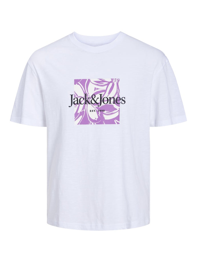 Τ-SHIRT , ΜΕ ΣΤΡΟΓΓΥΛΗ ΛΑΙΜΟΚΟΨΗ ,100% ΒΑΜΒΑΚΙ ,ΜΕ ΣΤΑΜΠΑ ΤΟ ΛΟΓΟΤΥΠΟ ΤΟΥ BRAND ΕΜΠΡΟΣ , RELAXED FIT