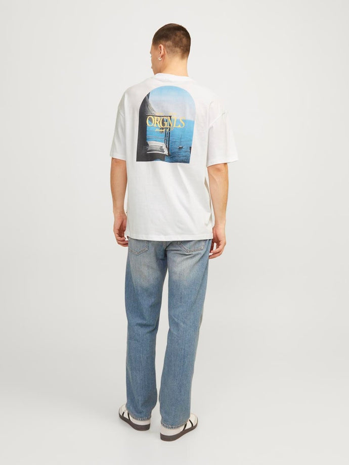 T-SHIRT ΜΕ ΣΤΡΟΓΓΥΛΗ ΛΑΙΜΟΚΟΨΗ, 100% ΒΑΜΒΑΚΙ, ΜΕ ΣΤΑΜΠΑ , WIDE FIT
