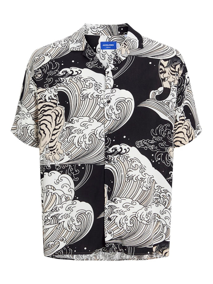ΠΟΥΚΑΜΙΣΟ ΚΟΝΤΟΜΑΝΙΚΟ ,100% ΒΙΣΚΟΖΗ, ALL OVER PRINTED, RELAXED FIT