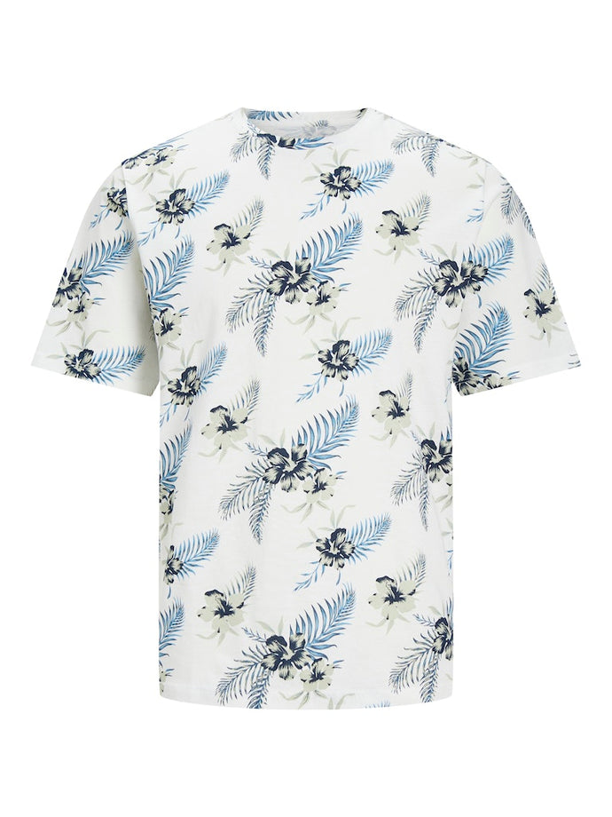 T-SHIRT ΛΑΙΜΟΚΟΨΗ 100% ΒΑΜΒΑΚΙ , ALL OVER FLORAL PRINT, STANDARD FIT