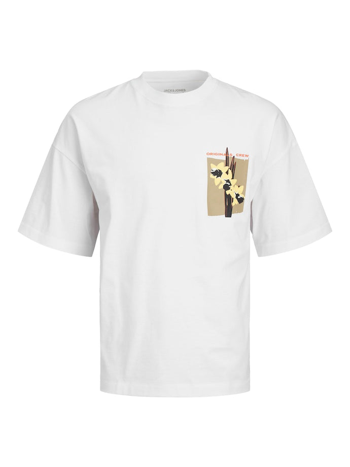 T-SHIRT ΜΕ ΣΤΡΟΓΓΥΛΗ ΛΑΙΜΟΚΟΨΗ ,100% ΒΑΜΒΑΚΙ ,ΜΕ ΣΤΑΜΠΑ ΕΜΠΡΟΣ,OVERSIZE FIT