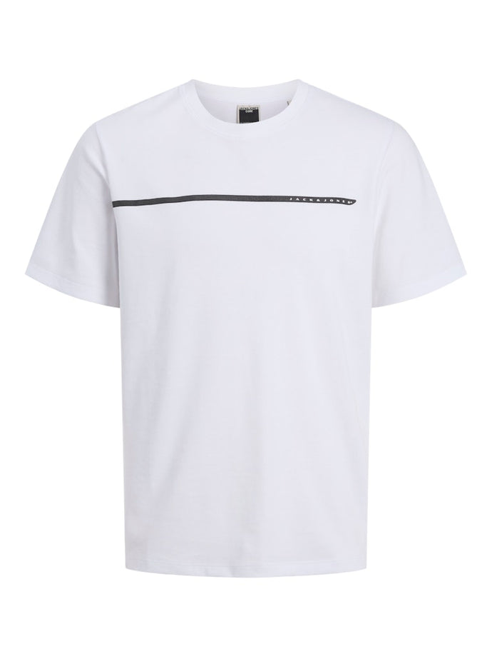 T-SHIRT ME ΣΙΛΙΚΟΝΗ KAΙ ΤΟ LOGO ΤΟΥ BRAND ΕΜΠΡΟΣ, STANDARD FIT