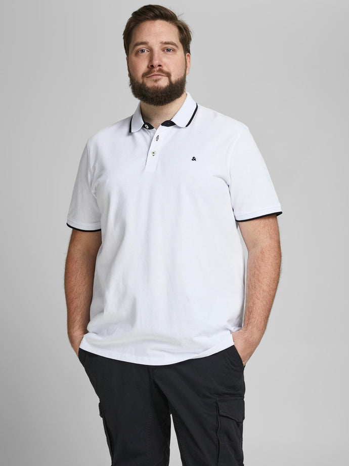 POLO ΜΠΛΟΥΖΑ , ΜΕ ΡΙΓΑ ΣΤΟ ΓΙΑΚΑ ΚΑΙ ΣΤΑ ΜΑΝΙΚΙΑ , 100% ΒΑΜΒΑΚΙ , PLUS SIZE