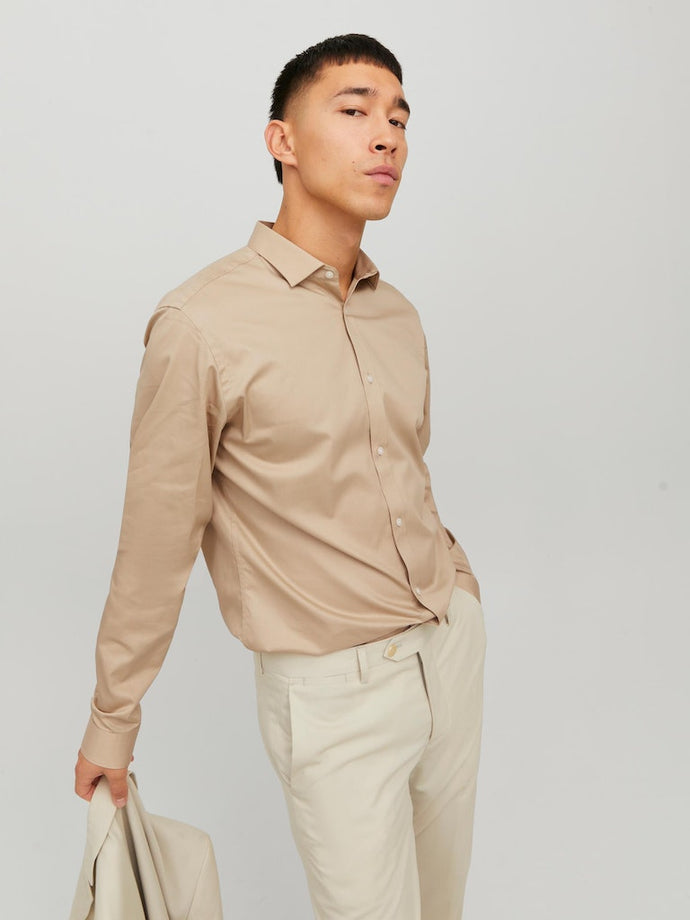 ΠΟΥΚΑΜΙΣΟ ΠΟΠΛΙΝΑ , MONOXΡΩMO , 100% ΒΑΜΒΑΚΙ , SLIM FIT