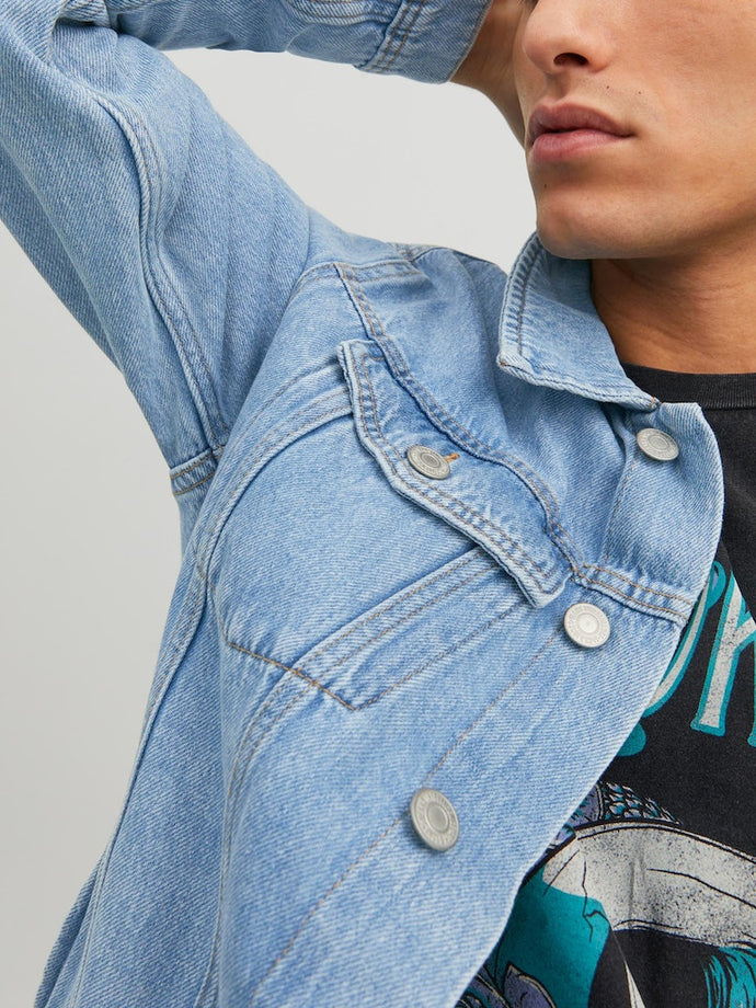 JEAN JACKET DENIM ,100% ΒΑΜΒΑΚΙ, ΚΑΝΟΝΙΚΗ ΓΡΑΜΜΗ