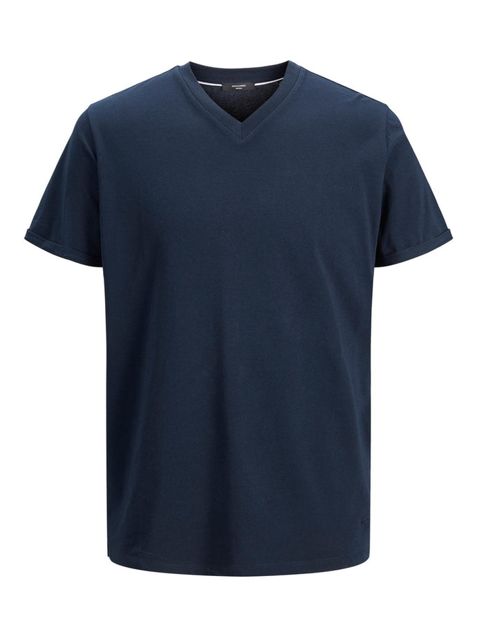 T-SHIRT ΜΕ ΛΑΙΜΟΚΟΨΗ V , 97% ΒΑΜΒΑΚΙ ΚΑΙ 3% ΕΛΑΣΤΑΝΗ ΓΙΑ ΠΙΟ ΑΝΕΤΗ ΕΦΑΡΜΟΓΗ , REGULAR FIT