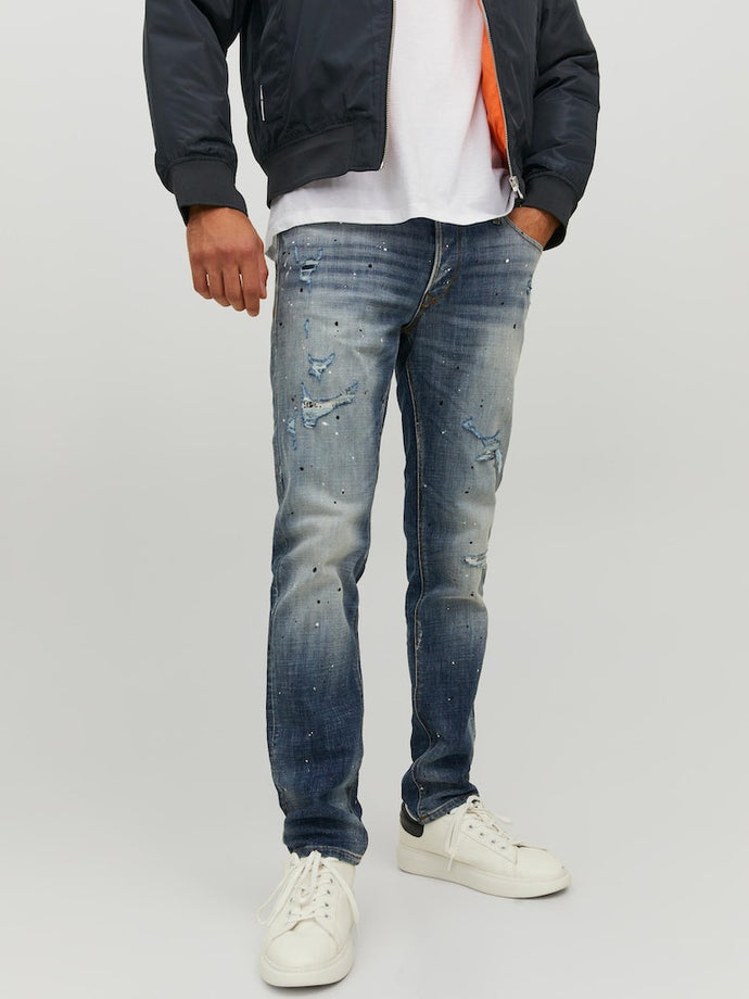 JEANS ΠΑΝΤΕΛΟΝΙ ,ΜΕ ΣΚΙΣΙΜΑΤΑ ΚΑΙ ΣΗΜΕΙΑ ΞΕΒΑΜΜΑΤΟΣ 99% ΒΑΜΒΑΚΙ, 1% ΕΛΑΣΤΑΝΗ ΓΙΑ ΠΙΟ ΑΝΕΤΗ ΕΦΑΡΜΟΓΗ, SLIM FIT