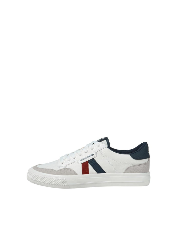 SNEAKERS ΠΑΠΟΥΤΣΙ,ΜΕ ΜΠΛΕ ΚAI ΚΟΚΚΙΝΗ ΡΙΓΑ ΣΤΟ ΠΛΑΙ ΚΑΙ ΤΟ LOGO ΤΟΥ BRAND