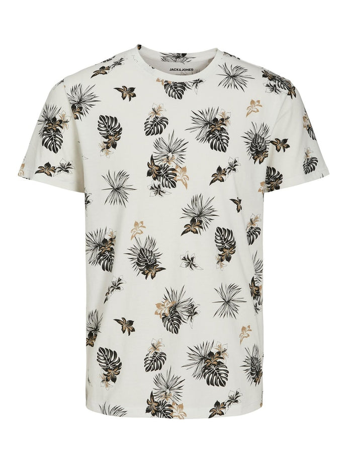 T-SHIRT ΜΕ ΛΑΙΜΟΚΟΨΗ , 100% ΒΑΜΒΑΚΙ,ALL OVER FLORAL PRINT, REGULAR FIT