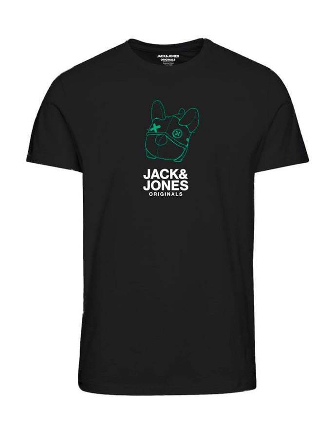 T-SHIRT ,ΜΕ ΛΑΙΜΟΚΟΨΗ, 100% ΒΑΜΒΑΚΙ, ΜΕ ΤΟ LOGO ΤΟΥ BRAND ΕΜΠΡΟΣ , STANDARD FIT